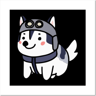 Husky Pilot Dog Lover Malamute Posters and Art